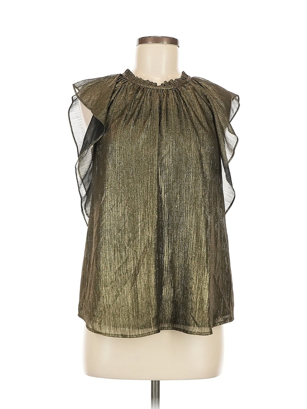 Metallic Gold Ruffle Sleeve Women's Top